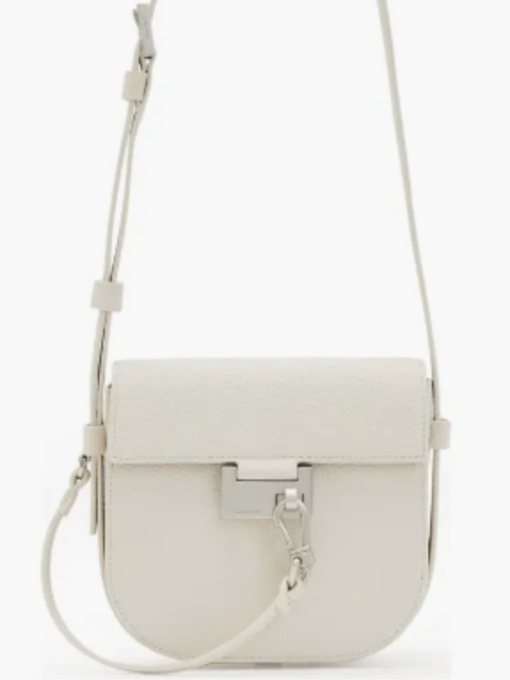 AllSaints Leather Crossbody Saddle Bag in Ivory